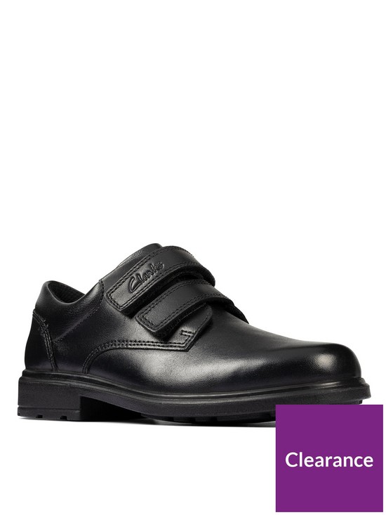 front image of clarks-kidnbspremi-pace-strap-school-shoe-black