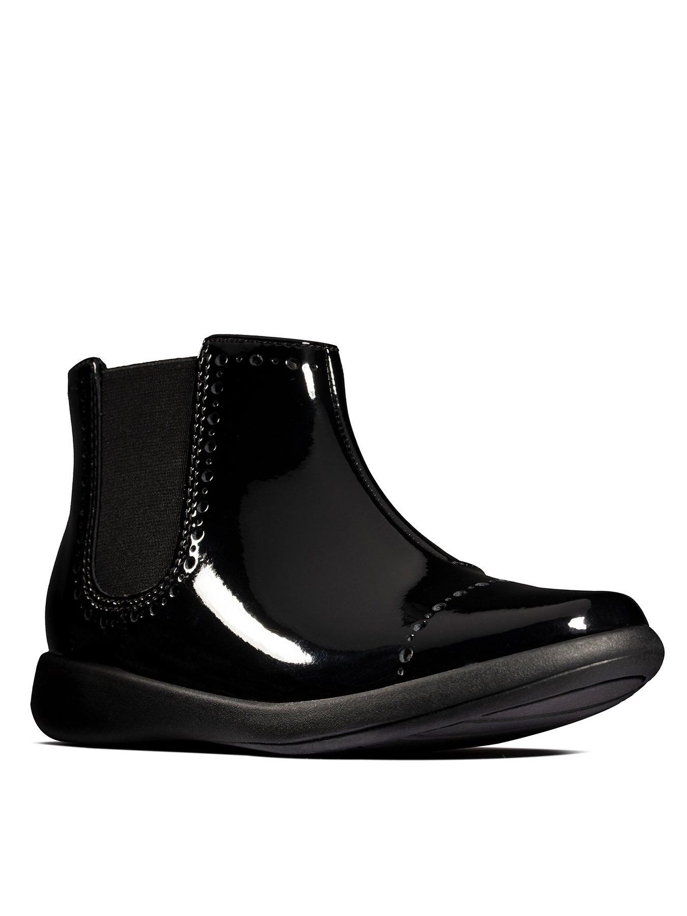 black ankle patent boots