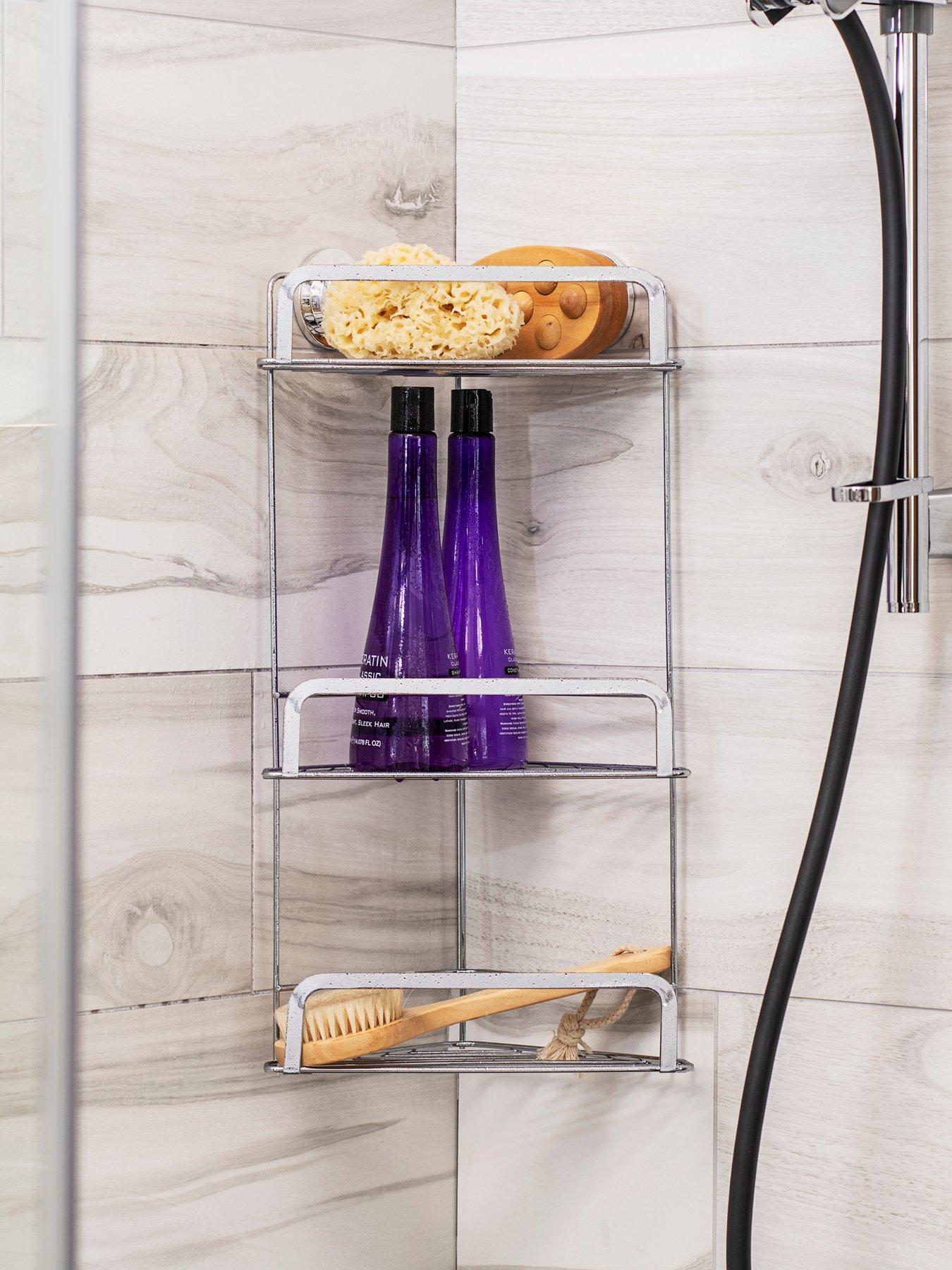 Image 1 of 5 of Croydex Stick &lsquo;N&rsquo; Lock Three-Tier Corner Basket