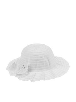 Monsoon   Baby Girls Ruby Pleated Hat With Bow - White