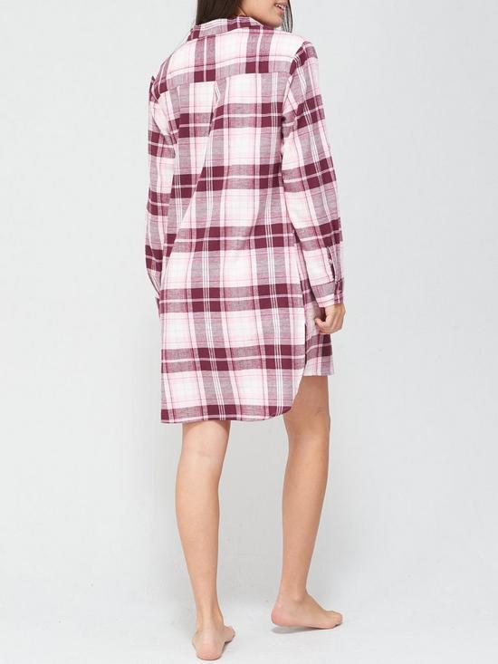 stillFront image of v-by-very-check-oversized-flannel-nightshirt-pinknbspcheck