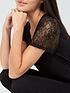  image of v-by-very-lace-sleeve-t-shirt-pj-set-black
