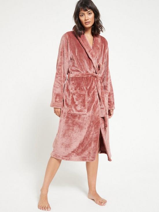 front image of everyday-super-soft-robe-pink