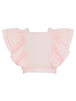 River Island River Island Girls Ruffle Sleeve Crop Top - Pink Picture