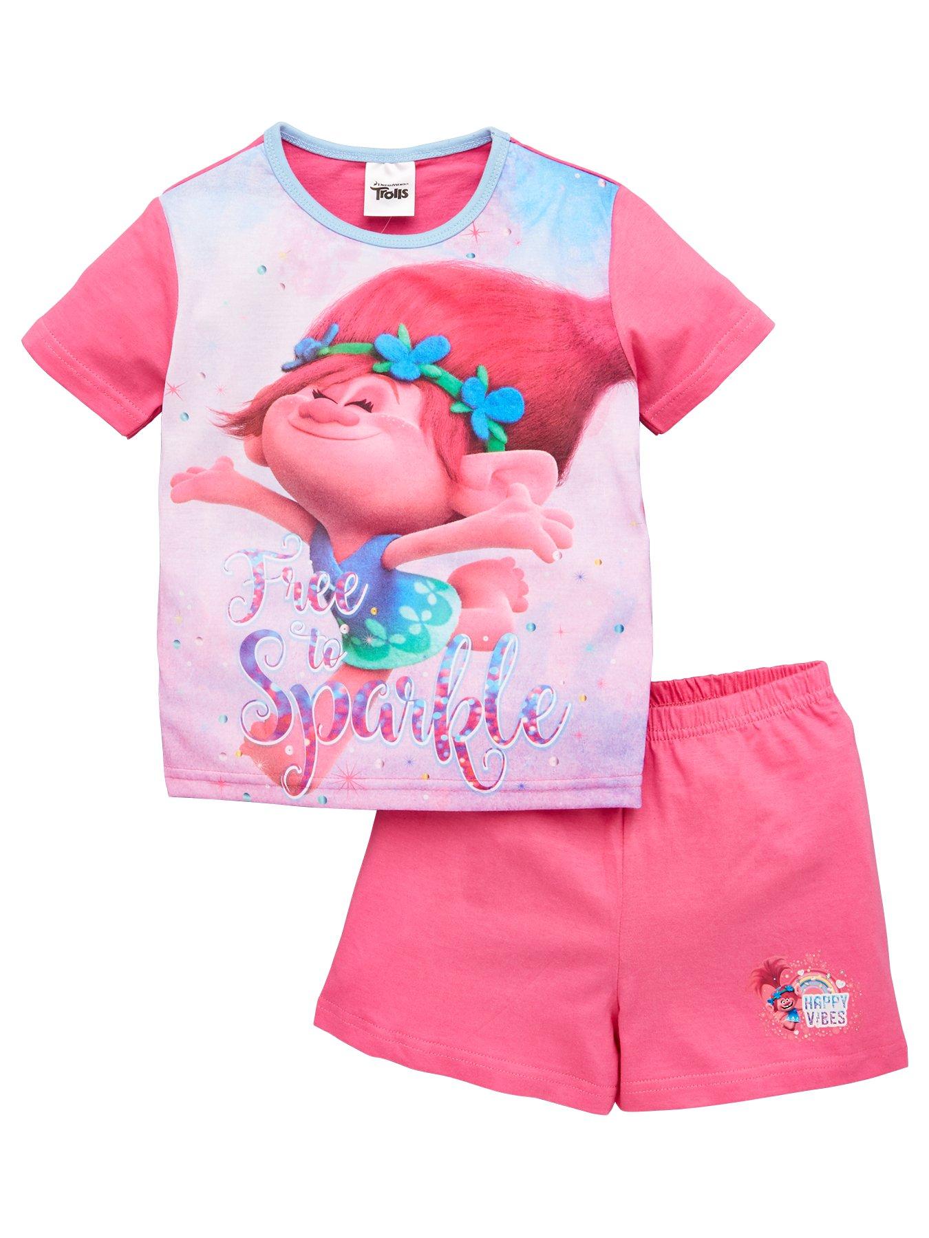 7-8 9-10 years 100/% Cotton Girls Trolls Long Pyjamas 4-5 5-6