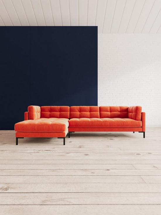 front image of swoon-landau-fabric-left-hand-corner-sofa