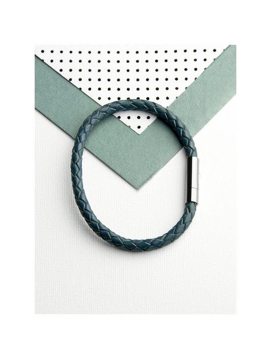 front image of treat-republic-personalised-mens-capsule-tube-woven-bracelet-in-aegean-blue