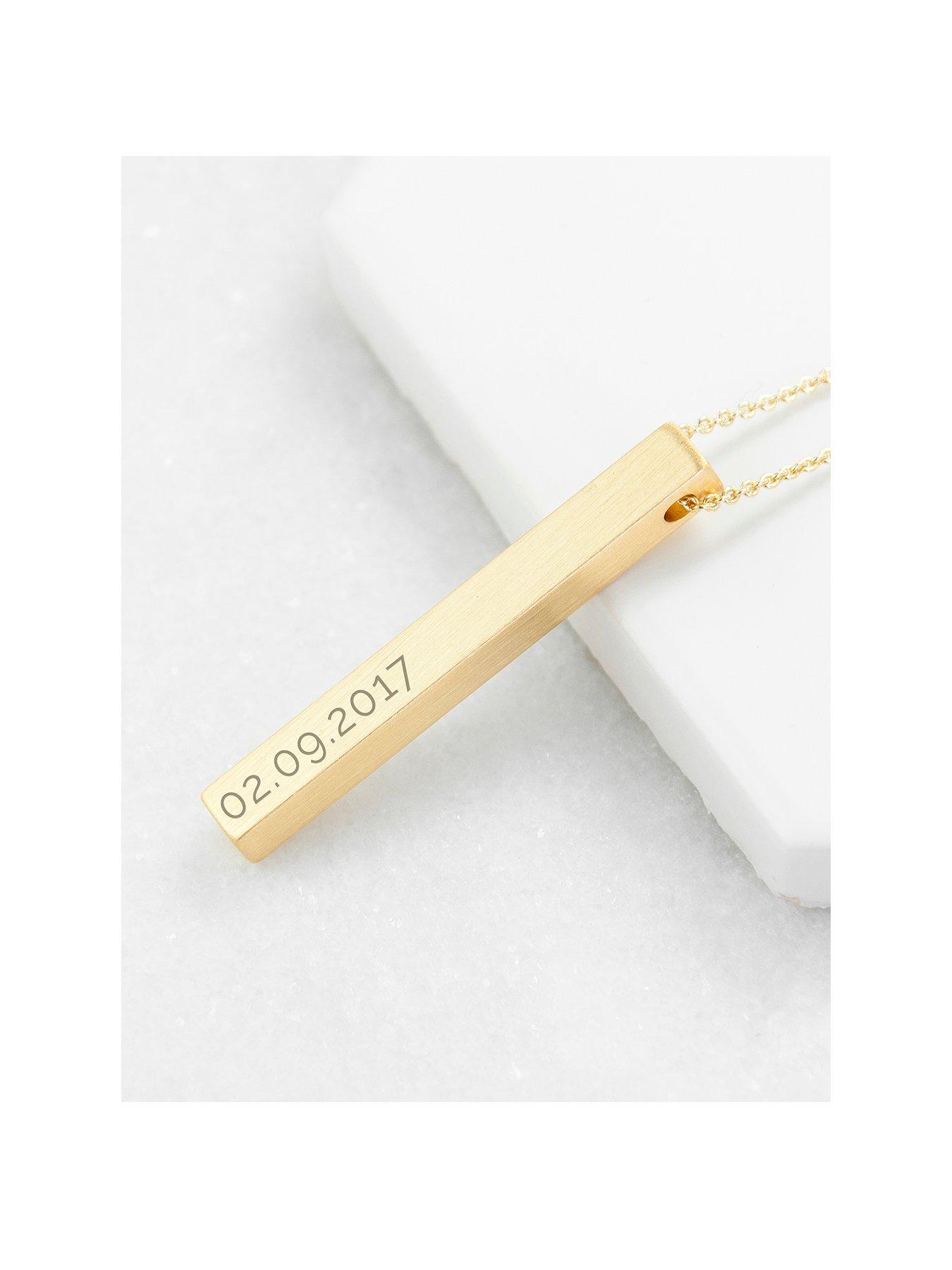 Treat Republic Personalised Matt Vertical Bar Necklace