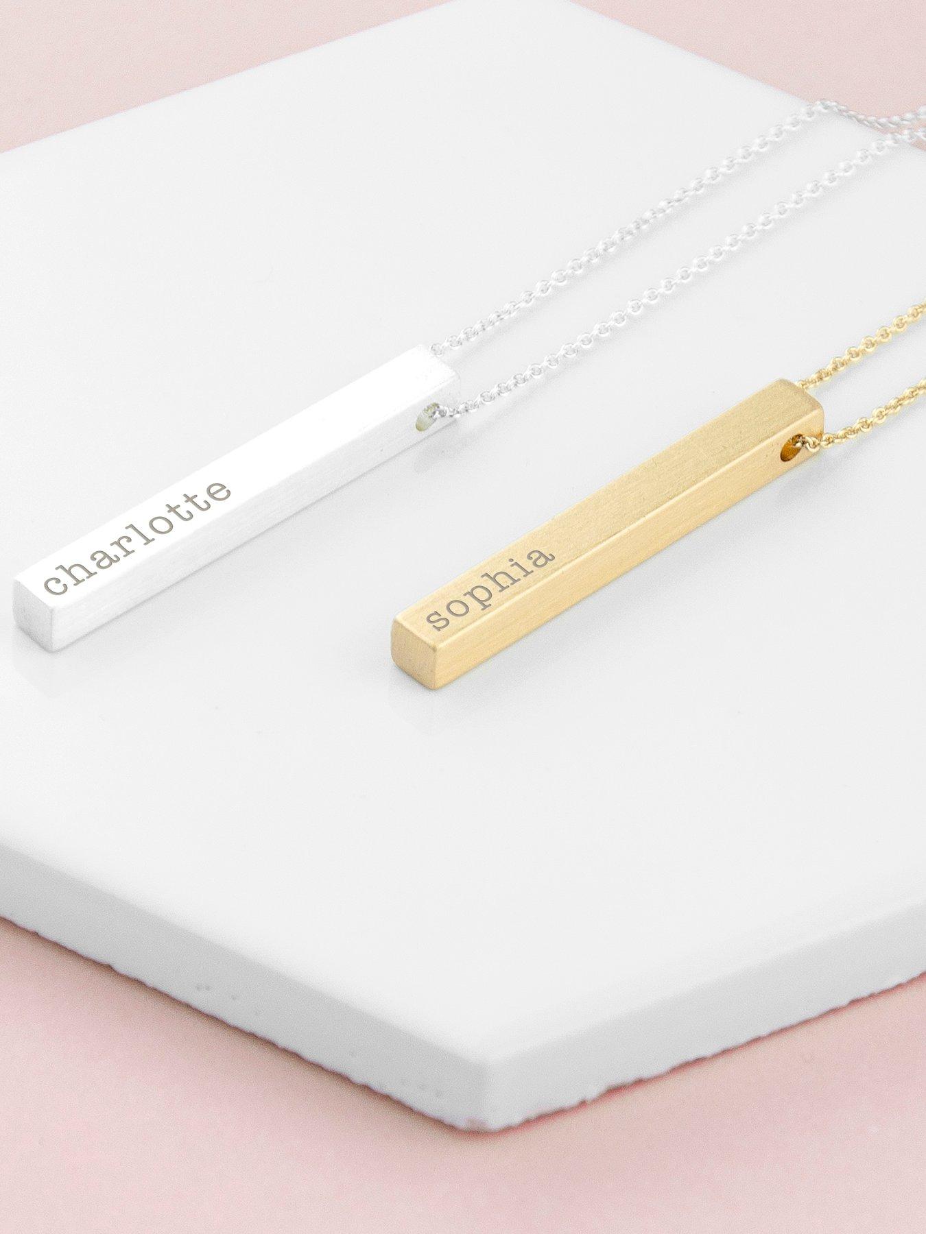 stillFront image of treat-republic-personalised-matt-vertical-bar-necklace