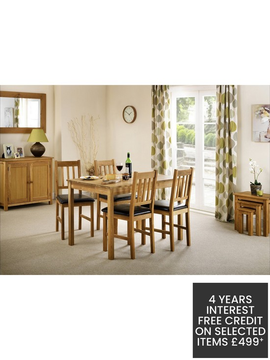 stillFront image of julian-bowen-coxmoor-118-cm-solid-oaknbspdining-table-4-pewter-coxmoor-chairs