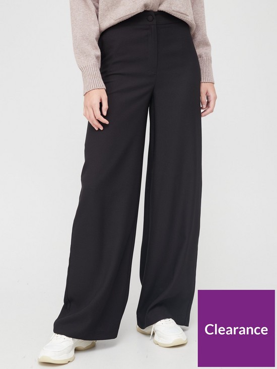front image of v-by-very-high-waisted-wide-leg-trousers-black