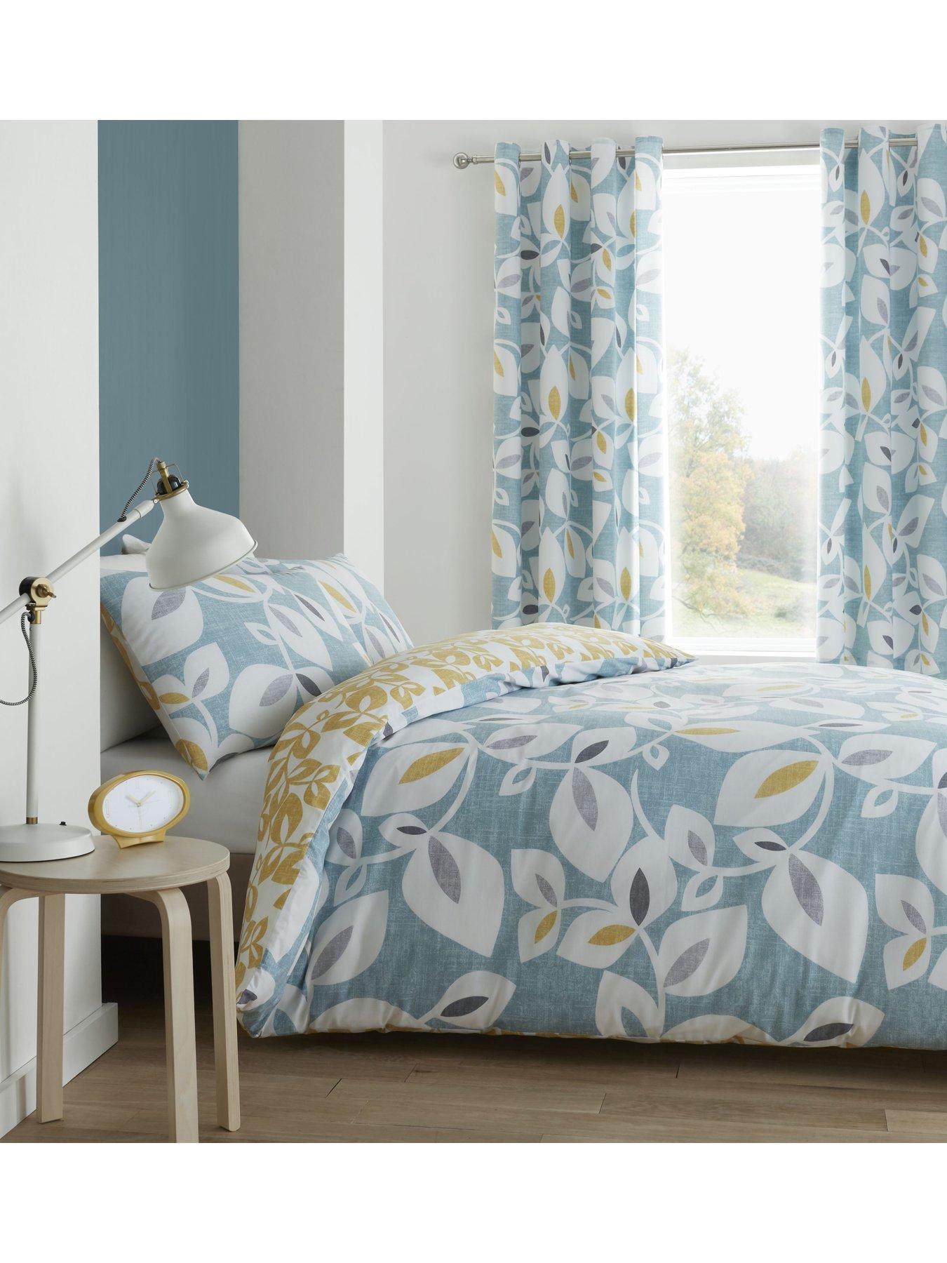 Catherine Lansfield Inga Leaf Duvet Cover Set Teal