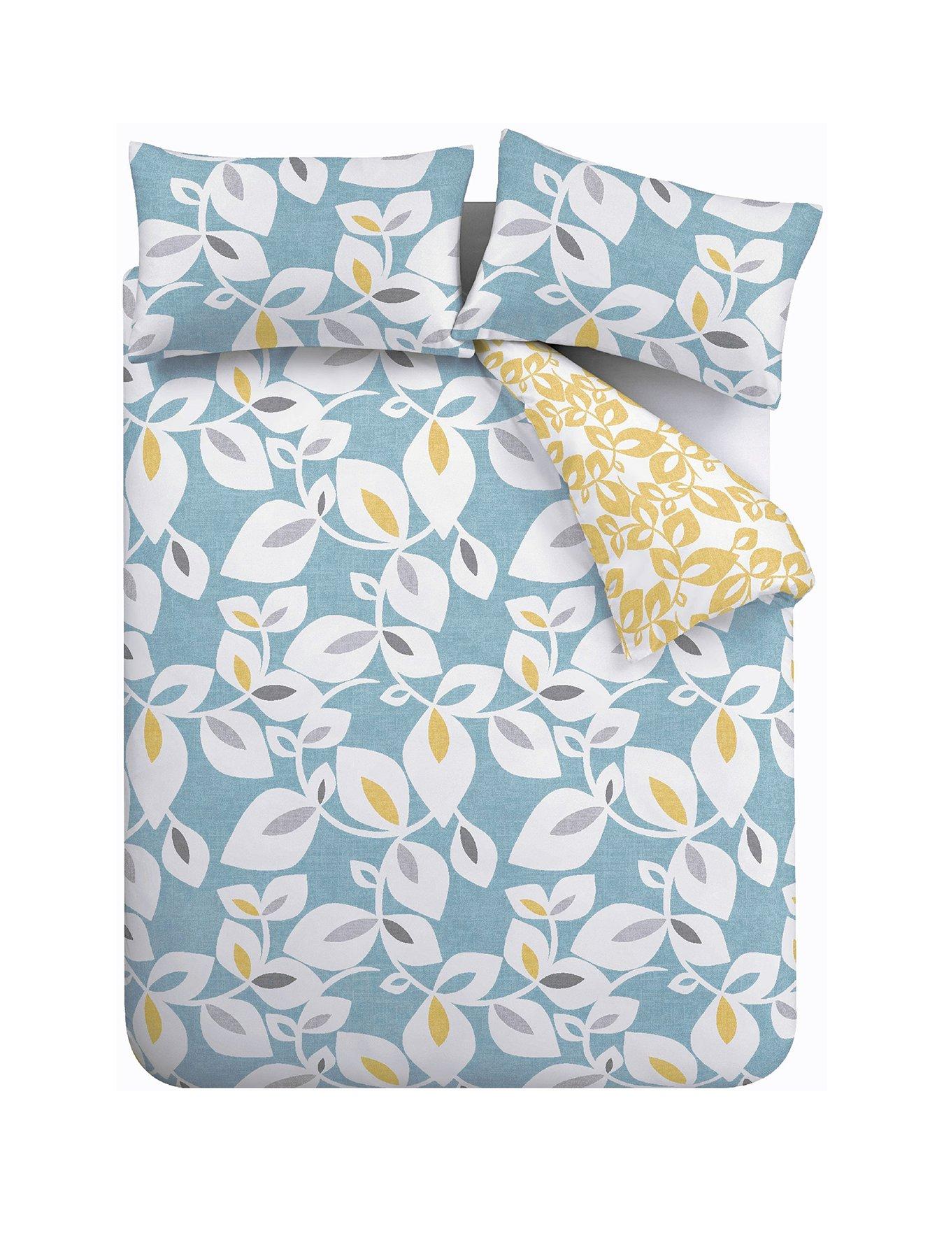 Image 2 of 6 of Catherine Lansfield Inga Leaf Duvet Cover Set - Teal