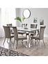  image of grace-160-cmnbsprectangle-dining-tablenbspnbsp6-chairs-whitechrome