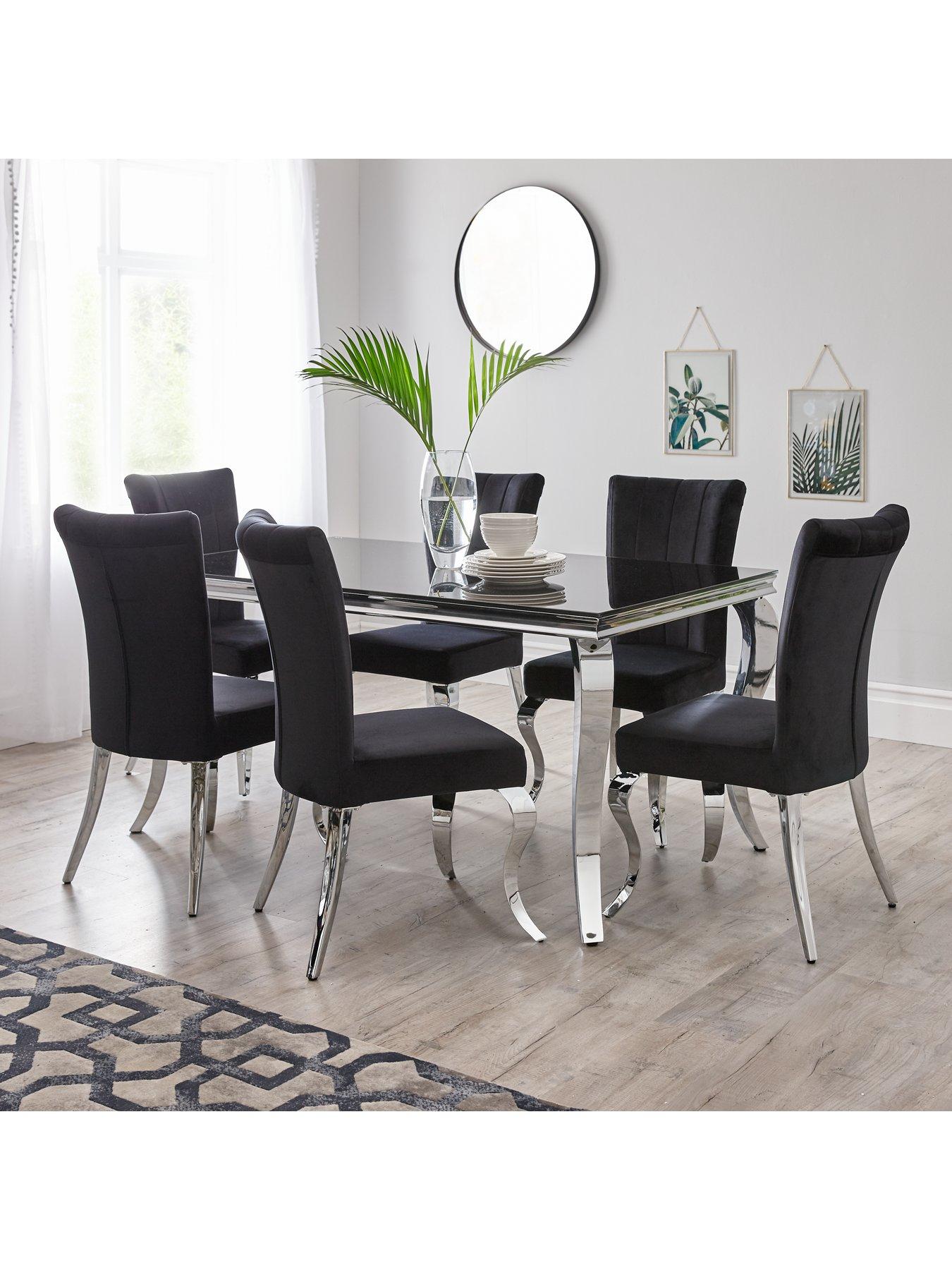 front image of very-home-grace-160-cmnbsprectangle-dining-tablenbspnbsp6-chairs-blackchrome