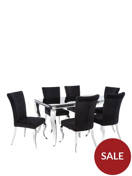 stillFront image of very-home-grace-160-cmnbsprectangle-dining-tablenbspnbsp6-chairs-blackchrome