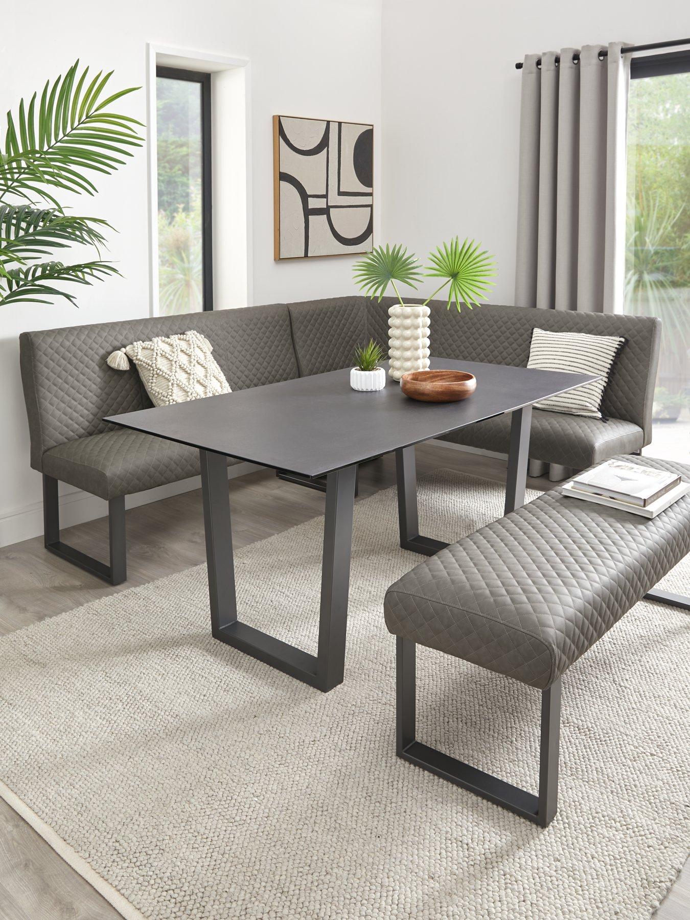 Very Home Ohio 160 cm Long Dining Table Benches Corner Dining Set littlewoods