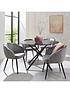  image of michelle-keegan-home-pair-of-angel-scallop-dining-chairs-grey-velvet