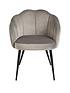  image of michelle-keegan-home-pair-of-angel-scallop-dining-chairs-grey-velvet
