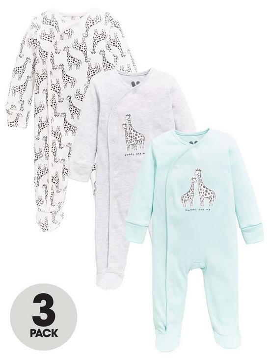 front image of v-by-very-unisex-3-packnbspmummy-amp-daddy-sleepsuit-multi