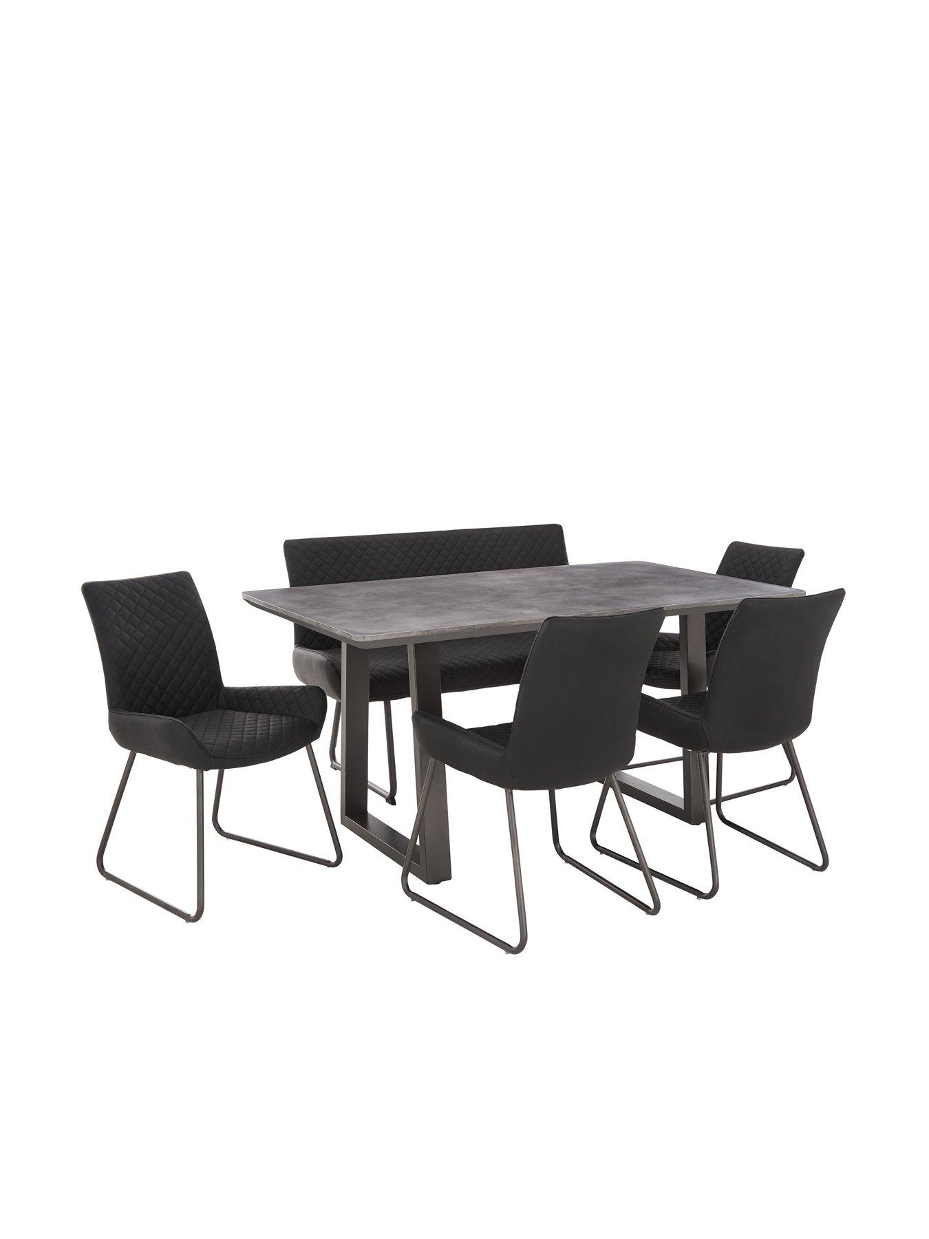 Very Home Bronx 160 cm Concrete Effect Dining Table With 1 Bench + 4