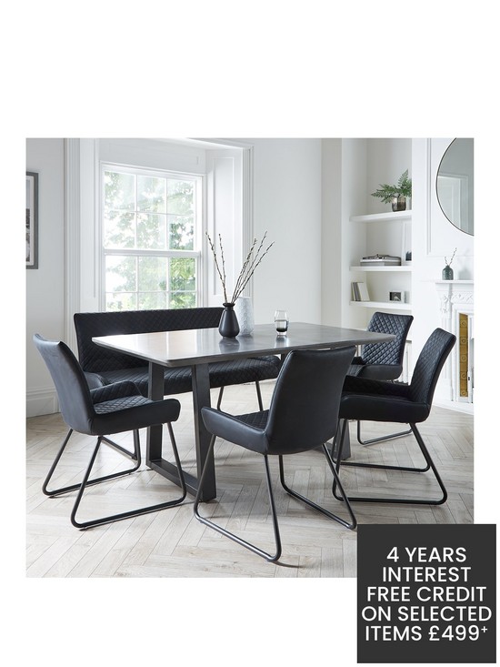 stillFront image of bronx-160-cm-concrete-effect-dining-table-with-1-bench-4-chairs