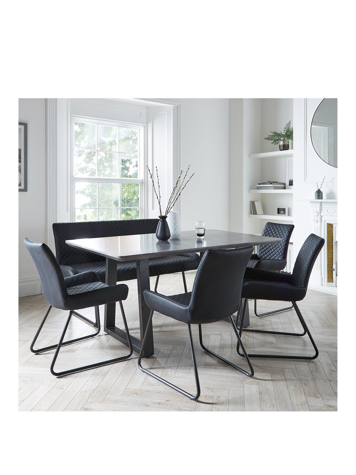 Very Home Bronx 160 cm Concrete Effect Dining Table With 1 Bench + 4