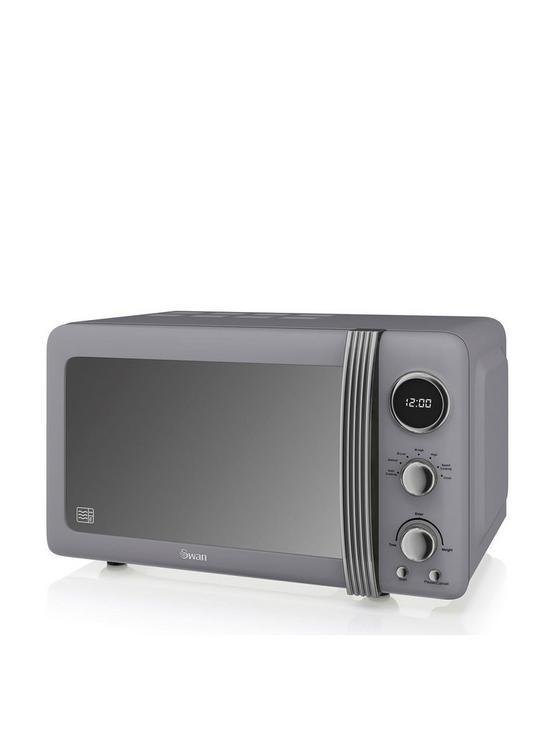 front image of swan-retro-microwave-grey