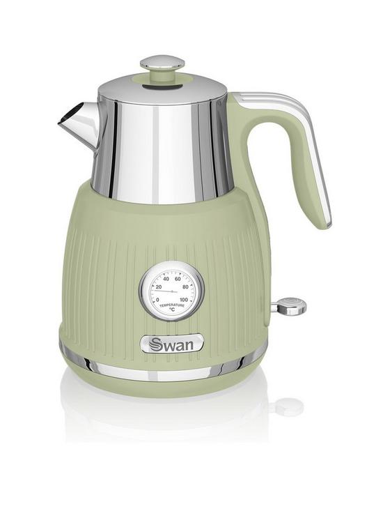 front image of swan-15l-retro-dial-kettle-green