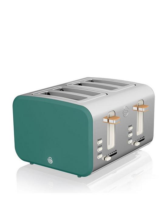 front image of swan-nordic-4-slice-toaster-green