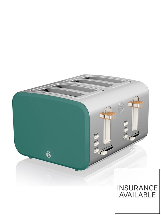 front image of swan-nordic-4-slice-toaster-green