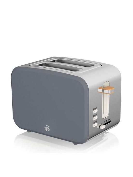 front image of swan-nordic-2-slice-toaster-grey