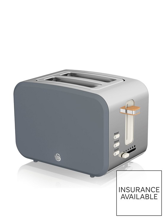 front image of swan-nordic-2-slice-toaster-grey