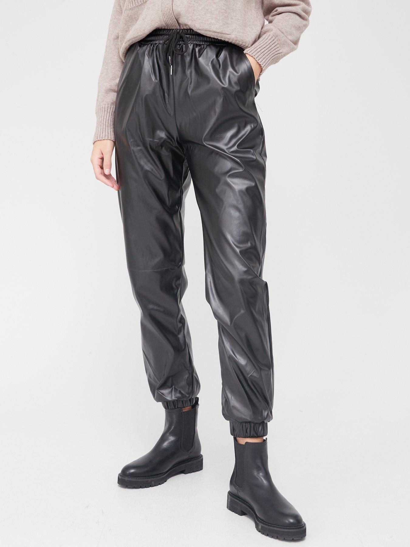 pu leather joggers