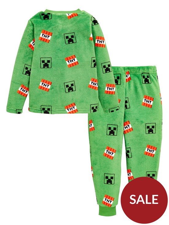back image of minecraft-boys-minecraft-all-over-print-fleece-pyjamas-green
