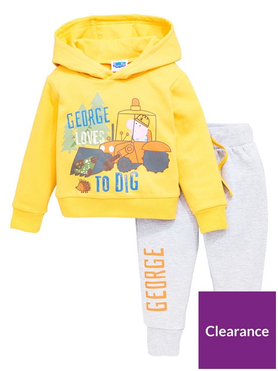 front image of peppa-pig-boys-george-pig-loves-digging-2-piece-hoodie-and-jogger-set-multi
