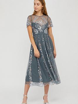 Monsoon Monsoon Delilah Embroidered Midi Dress - Grey Picture