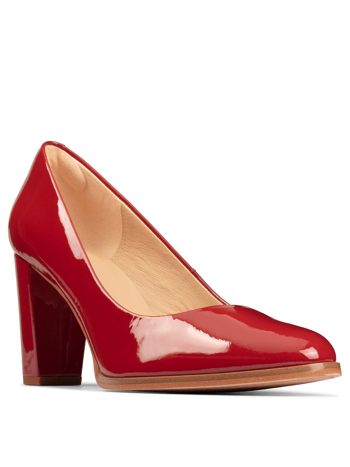 clarks red patent shoes