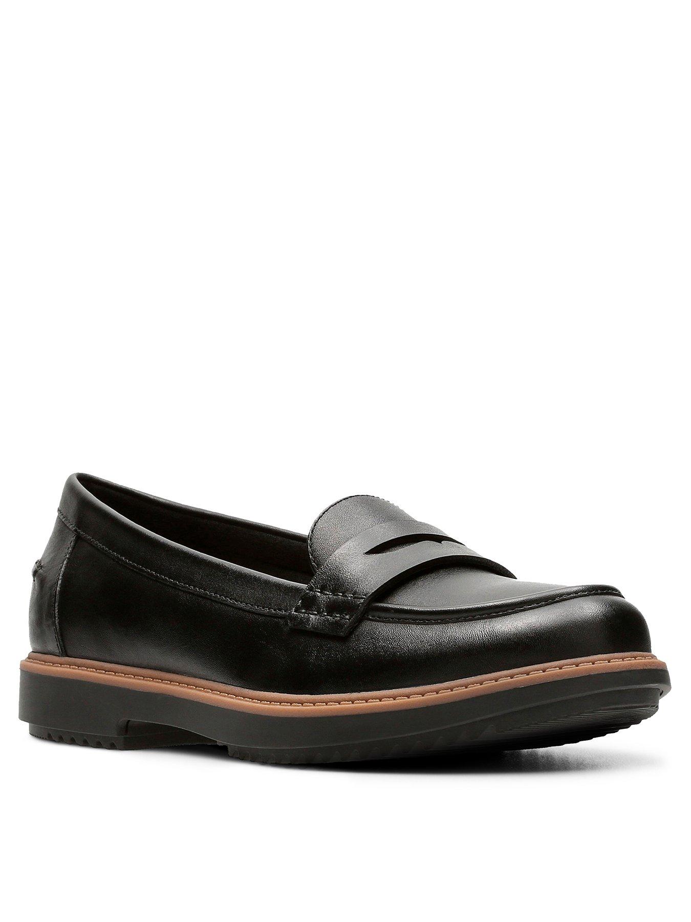 clarks flat black shoes womens