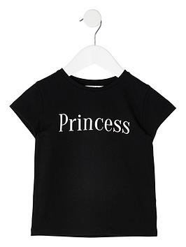 River Island River Island Mini Girls Princess Short Sleeve T-Shirt - Black Picture