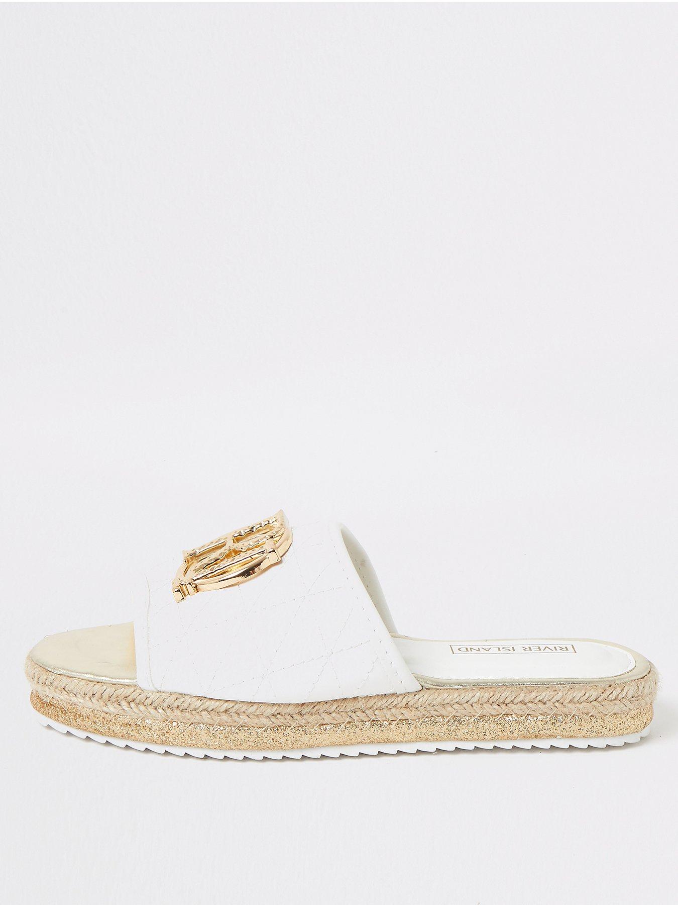 river island white sliders