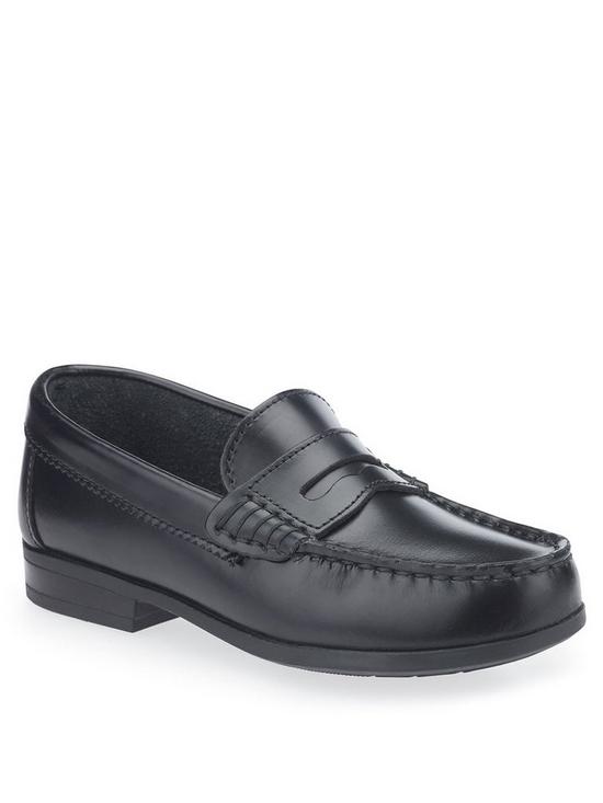 front image of start-rite-girls-penny-black-leather-loafernbspslip-on-school-shoes-black