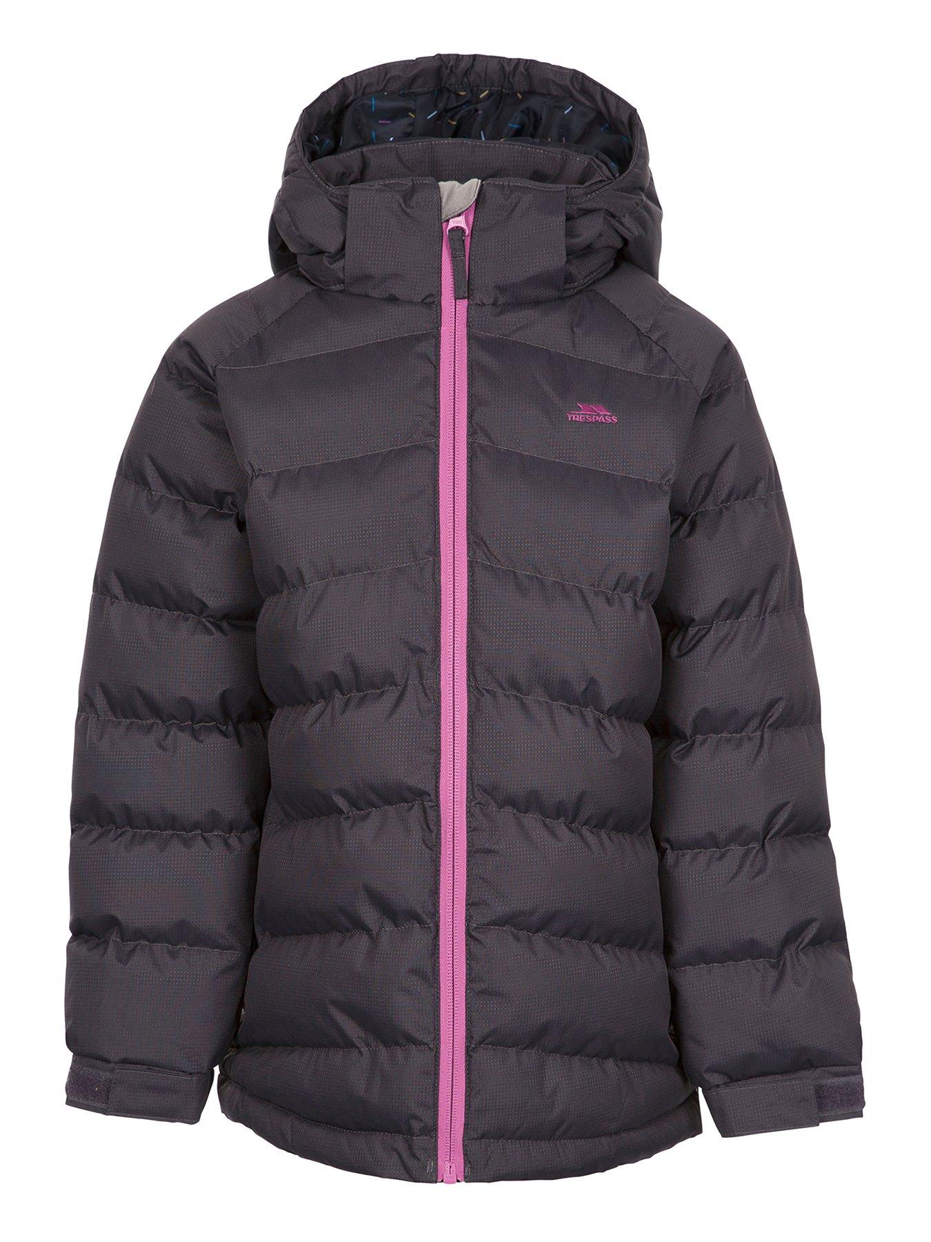 undefined Girls Amira Padded Printed Lined Quilted Jacket - Black