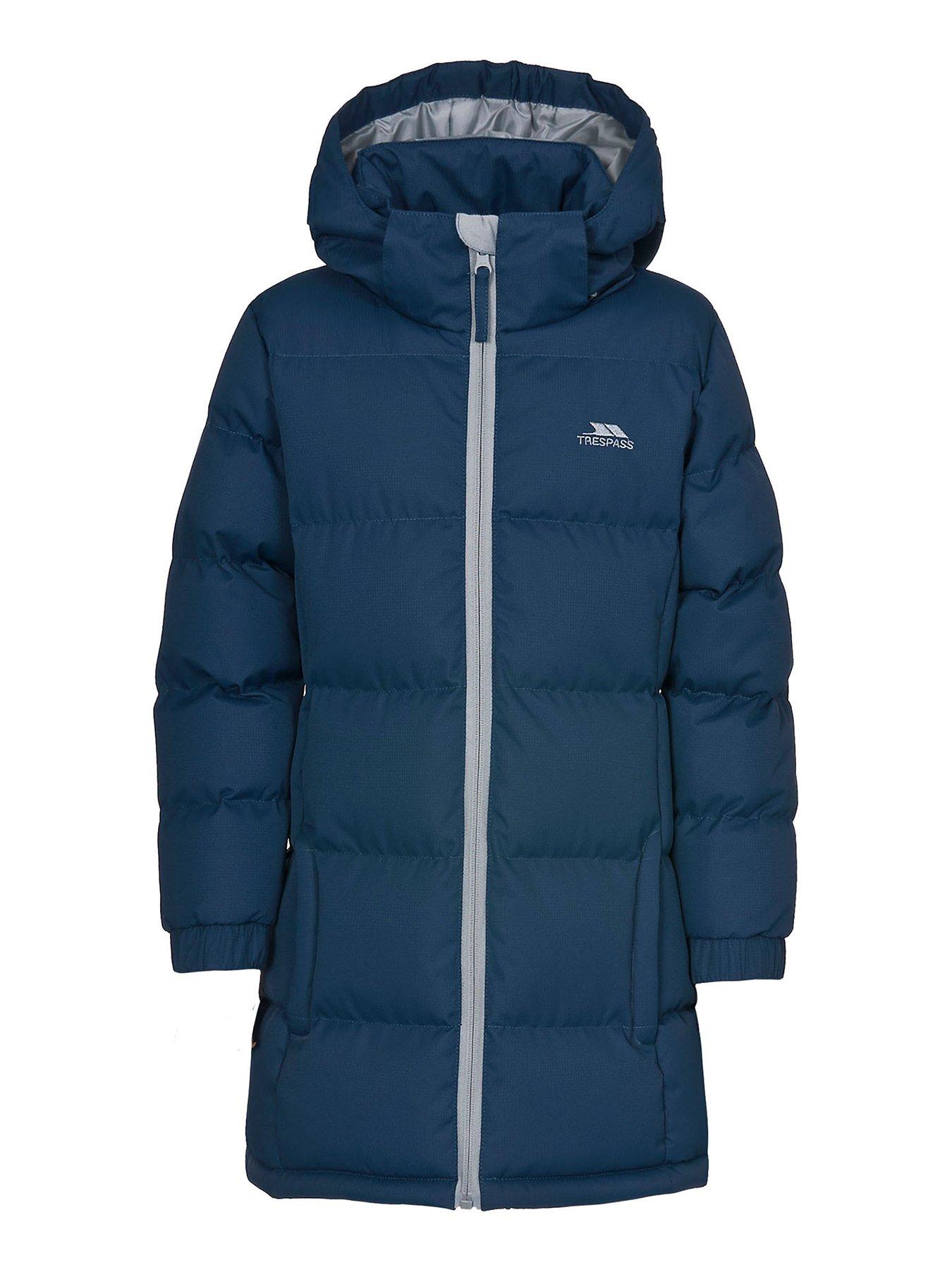 undefined Girls Tiffy Padded Longline Jacket - Navy