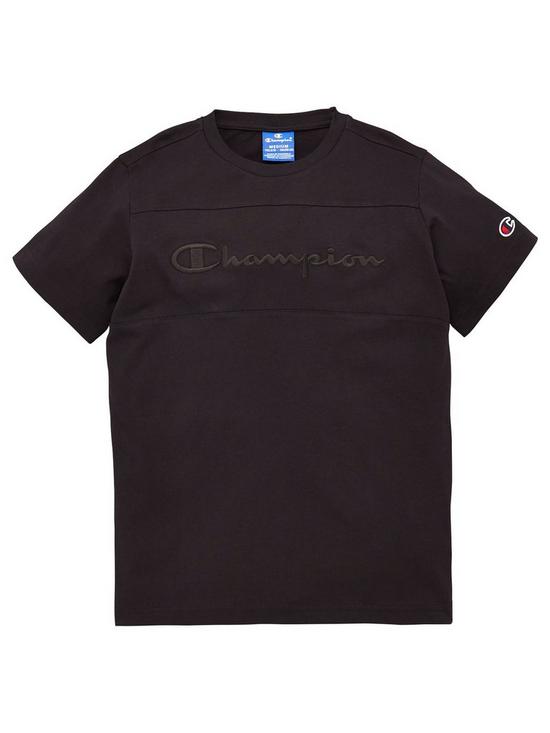 front image of champion-crew-neck-faded-logo-t-shirt-black