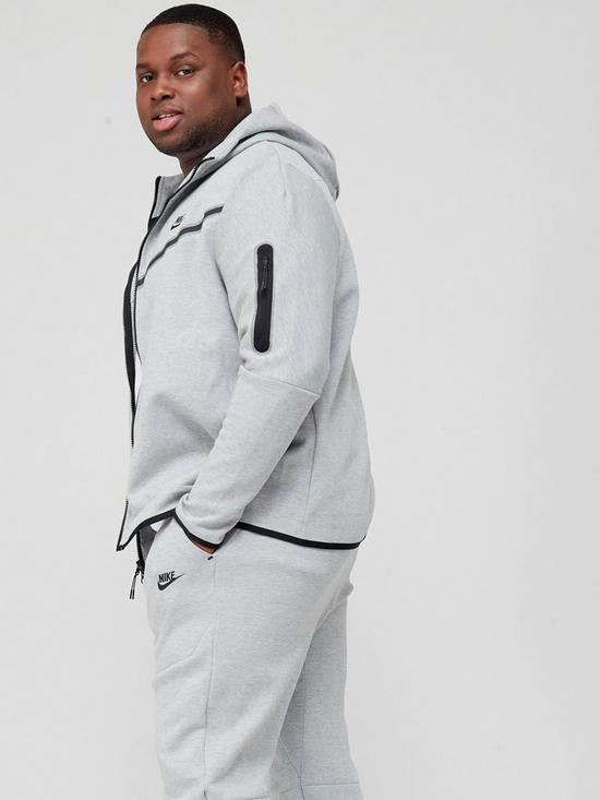 front image of nike-tech-fleece-full-zip-hoodie-plus-size-dark-grey