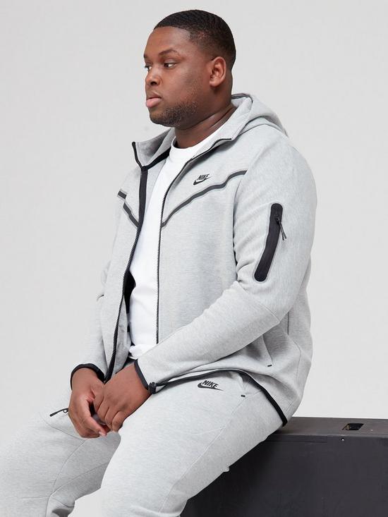 stillFront image of nike-tech-fleece-full-zip-hoodie-plus-size-dark-grey