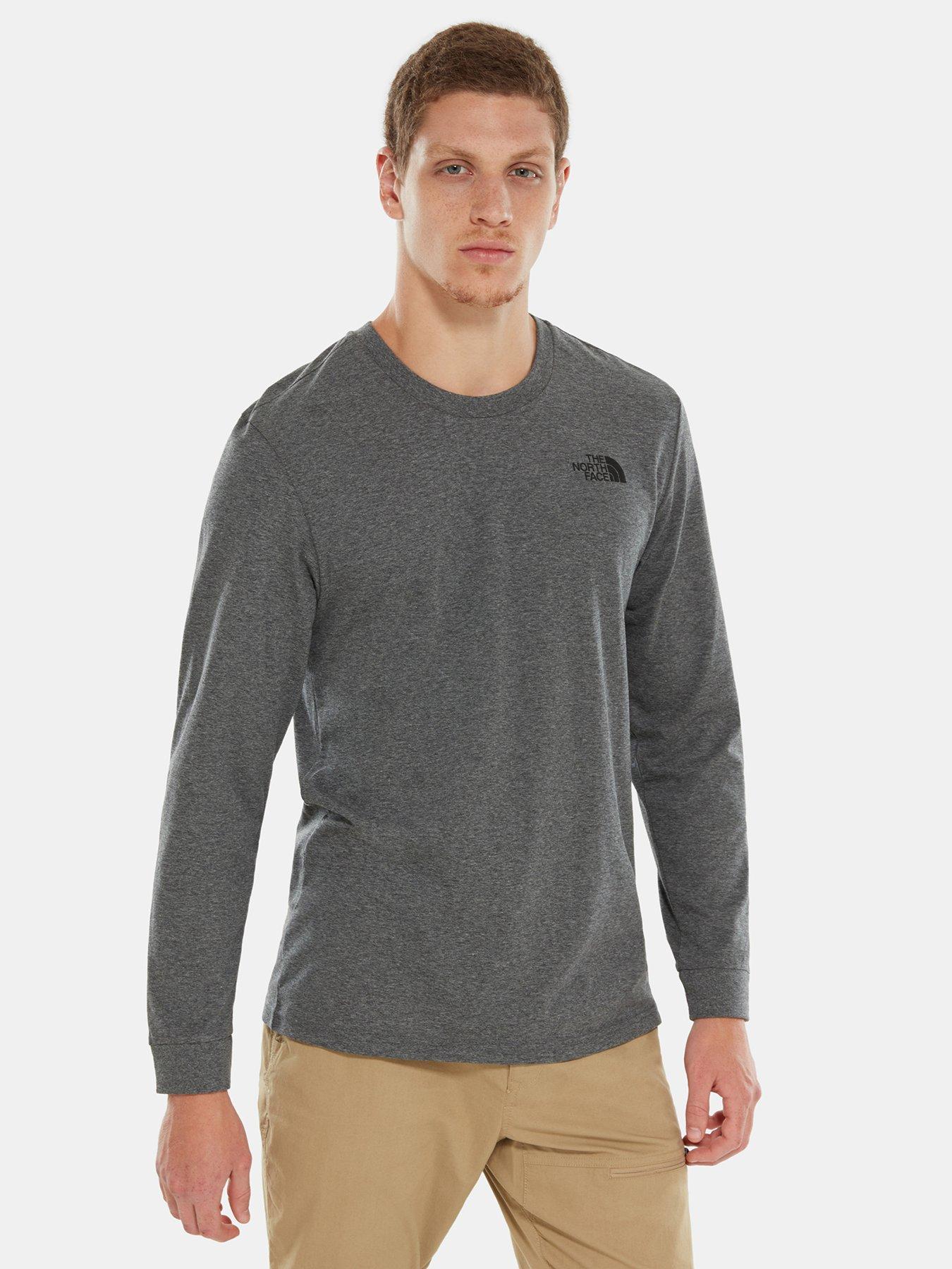 THE NORTH FACE Men's L/S Simple Dome Tee - Medium Grey Heather