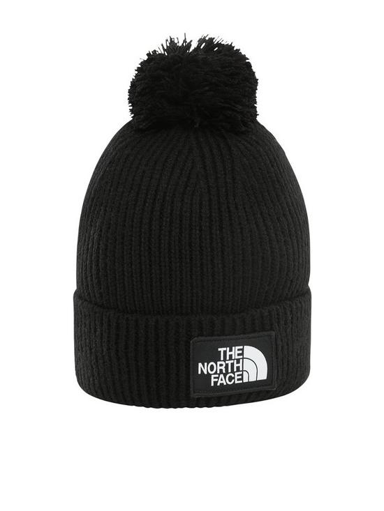 front image of the-north-face-logo-box-bobble-beanie-blacknbsp