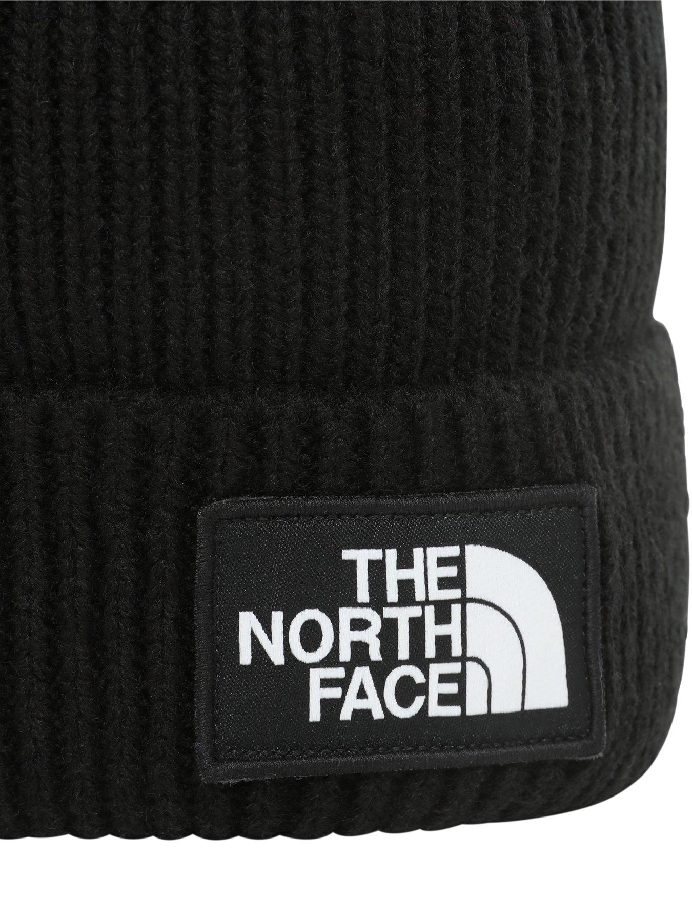  image of the-north-face-mens-logo-box-pom-beanie-black